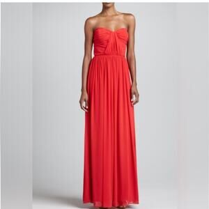 Erin Fetherston Shirred Strapless Gown in Flame Red Size 10 NWT